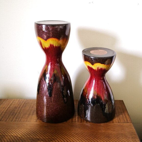 Pier 1 Ceramic Pillar Candle Holder Set of 2